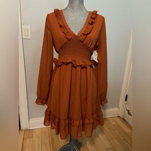 NWT Altard State Burnt Orange Long Sleeve Dress